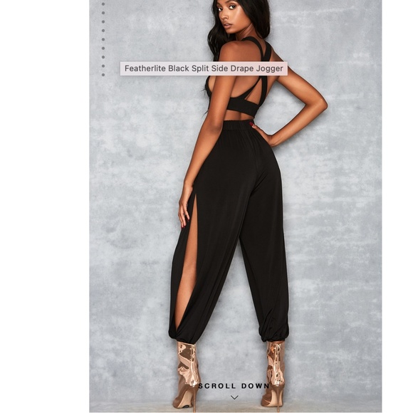 House of CB Pants & Jumpsuits Mistress Rocks Feathelite Black Split